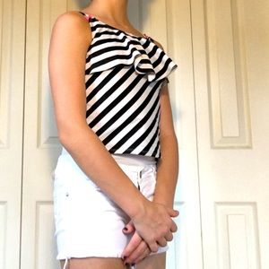 Whittle and Black Chevron Spaghetti strap top